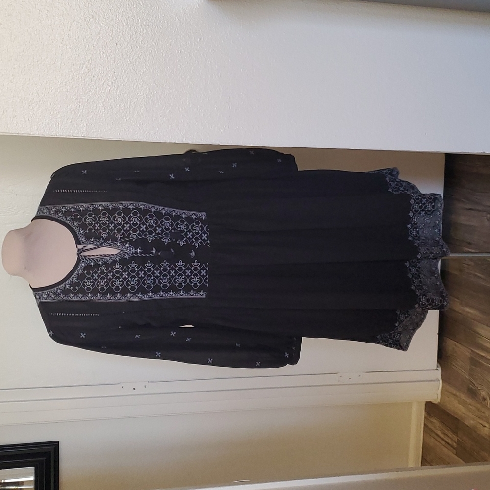 Time and Tru Dress boho style black embroidered Dress